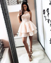 Load image into Gallery viewer, Pink Halter Homecoming Dresses 2019