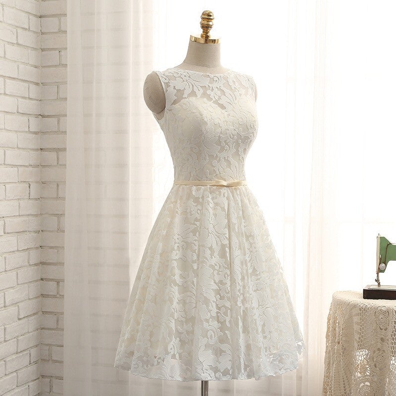 A Line Lace Prom Homecoming Dresses Short  alinanova