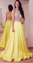 Load image into Gallery viewer, Long Yellow Prom Gowns
