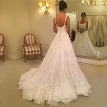 Load image into Gallery viewer, A Line Square Neck Lace Embroidery Wedding Gowns