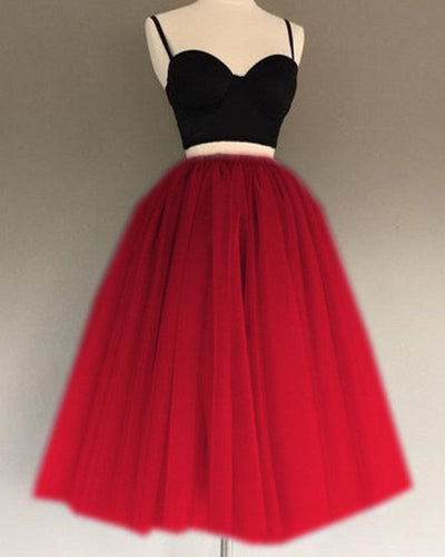Red Tulle Homecoming Dresses Two Piece