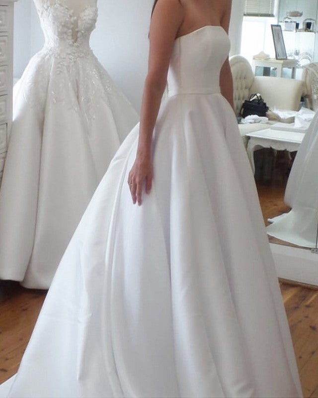 Sleeveless Wedding Dress Satin Floor Length alinanova Sleeveless Wedding Dress Satin Floor Length alinanova
