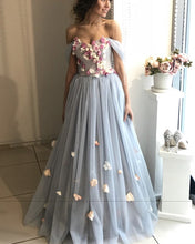 Load image into Gallery viewer, A-line Floral Flowers Sweetheart Tulle Floor Length Wedding Dress-alinanova
