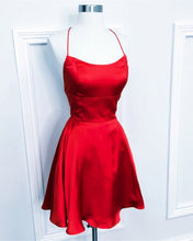 Load image into Gallery viewer, Short-Red-Prom-Dresses-Satin-Homecoming-Dress