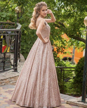 Load image into Gallery viewer, A-line/Princess Prom Dresses Glitter Scoop Neckline
