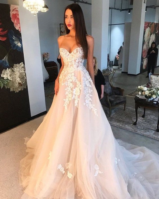 Amazing Lace Embroidery Sweetheart Bodice Corset Tulle Wedding Dresses Princess Amazing Lace Embroidery Sweetheart Bodice Corset Tulle Wedding Dresses Princess