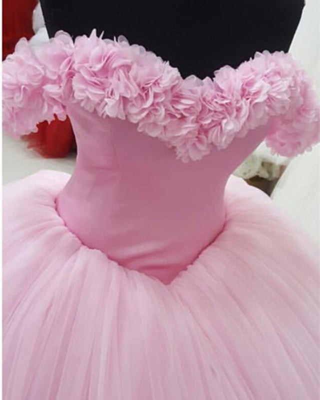 Amazing Pink Tulle Ball Gown Flower Dresses For Wedding Photography