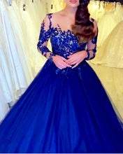 Load image into Gallery viewer, Long Sleeves Quinceanera Dresses Blue