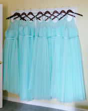 Load image into Gallery viewer, Aqua-Blue-Long-Tulle-Bridesmaid-Dresses-Halter-Top