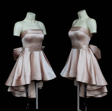 Load image into Gallery viewer, Asymmetric Homecoming Dresses Bow Back Prom Satin Short Dress
