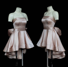 Load image into Gallery viewer, Asymmetric Homecoming Dresses Bow Back Prom Satin Short Dress