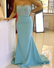 Load image into Gallery viewer, Baby Blue Mermaid Prom Dresses