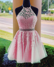 Load image into Gallery viewer, Blush Pink Homecoming Dresses Halter Neck