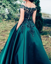 Load image into Gallery viewer, Ball Gown Off Shoulder Lace Beaded Prom Dresses With Pockets