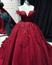 Load image into Gallery viewer, Ball Gown Off The Shoulder Quinceanera Dresses Lace Beaded