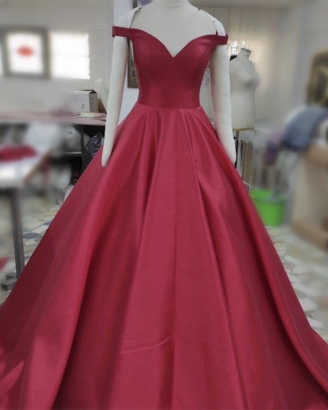 Ball Gown Off The Shoulder Satin Dresses Corset Back alinanova Ball Gown Off The Shoulder Satin Dresses Corset Back alinanova
