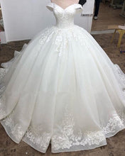 Load image into Gallery viewer, Ball Gown Organza Wedding Dress Lace Appliques Off Shoulder