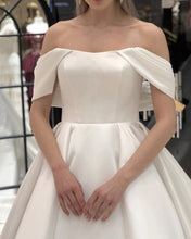 Load image into Gallery viewer, Satin Off Shoulder Wedding Dress
