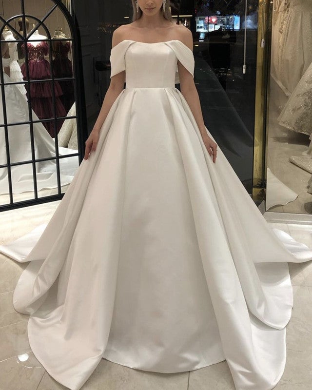 Ball Gown Princess Off Shoulder Wedding Dress Satin