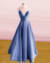 Load image into Gallery viewer, Dusty Blue Prom Dresses Long