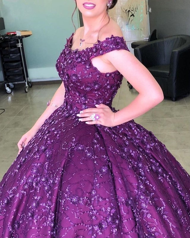 Ball Gown Quinceanera Dresses 3D Lace Flowers Embroidery Ball Gown Quinceanera Dresses 3D Lace Flowers Embroidery