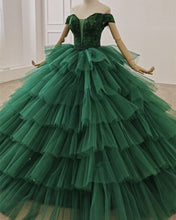 Load image into Gallery viewer, Ball Gown Ruffles Dresses Off The Shoulder Lace Beaded-alinanova
