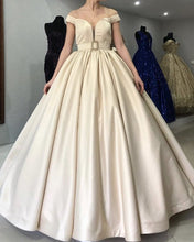 Load image into Gallery viewer, Ball Gown Satin Off The Shoulder Dresses With Belt