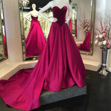 Load image into Gallery viewer, Ball Gown Satin Prom Dresses Velvet Sweetheart Corset