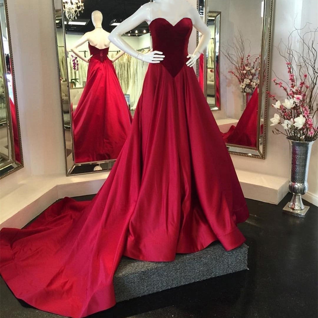 Ball Gown Satin Prom Dresses Velvet Sweetheart Corset Ball Gown Satin Prom Dresses Velvet Sweetheart Corset