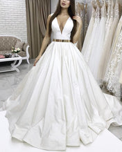 Load image into Gallery viewer, White Satin Wedding Dress