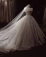 Load image into Gallery viewer, Chapel Train Sequin Wedding Dress