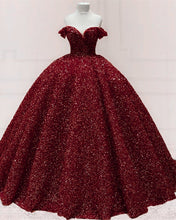Load image into Gallery viewer, Ball Gown Sparkly Dresses Off The Shoulder