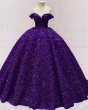 Load image into Gallery viewer, Ball Gown Sparkly Dresses Off The Shoulder-alinanova