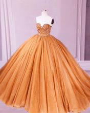 Load image into Gallery viewer, Gold Sweetheart Ball Gown Dresses