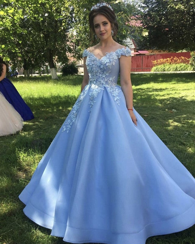 Princess Style Ball Gown Prom Quinceanera Dresses Lace Off