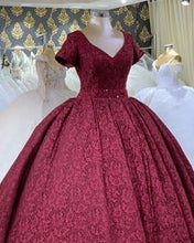 Load image into Gallery viewer, Burgundy Quinceanera Dresses With Sleeves