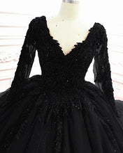 Load image into Gallery viewer, Gothic Black Wedding Dresses Long Sleeves