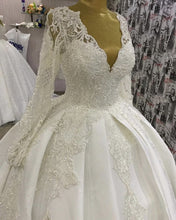 Load image into Gallery viewer, Satin Wedding Dress Long Sleeves