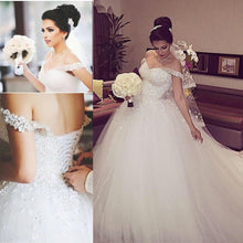 Load image into Gallery viewer, Ball Gown Wedding Dresses Sequins Beaded Off The Shoulder