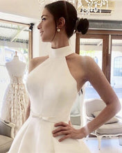 Load image into Gallery viewer, Ball Gowns Floor Length Satin Halter Wedding Dresses-alinanova