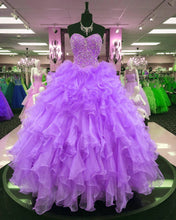Load image into Gallery viewer, Ball Gowns Quinceanera Dresses Ruffles Skirt With Beading Sweetheart
