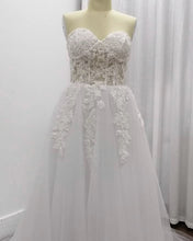 Load image into Gallery viewer, Lace Embroidery Sweetheart See Through Corset Tulle Wedding Dress