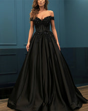 Load image into Gallery viewer, Beaded Lace Off The Shoulder V-neck Satin Ball-Gown Prom Dresses-alinanova