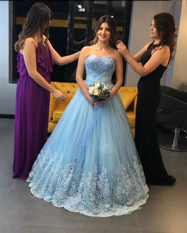 Beaded Sweetheart Bodice Corset Tulle Ball Gowns Prom Dresses Lace App –  alinanova