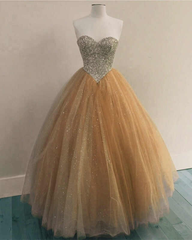 Beaded Sweetheart Champagne Ball Gown Corset Dresses Beaded Sweetheart Champagne Ball Gown Corset Dresses