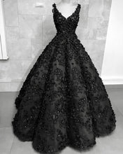Load image into Gallery viewer, Black 3D Flowers Wedding Dresses