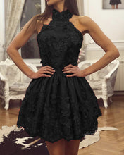Load image into Gallery viewer, Black Lace Homecoming Dresses Halter