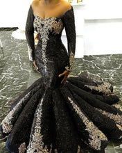 Load image into Gallery viewer, Black Sequin Mermaid Prom Dresses