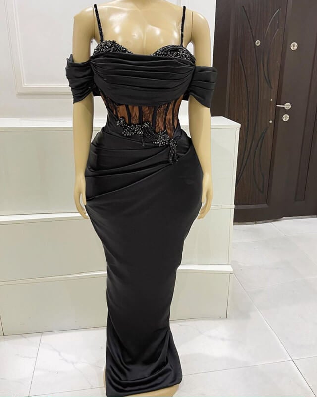 Black Mermaid Corset Prom Dresses Appliques Beaded Black Mermaid Corset Prom Dresses Appliques Beaded