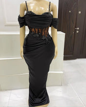 Load image into Gallery viewer, Black Mermaid Corset Prom Dresses